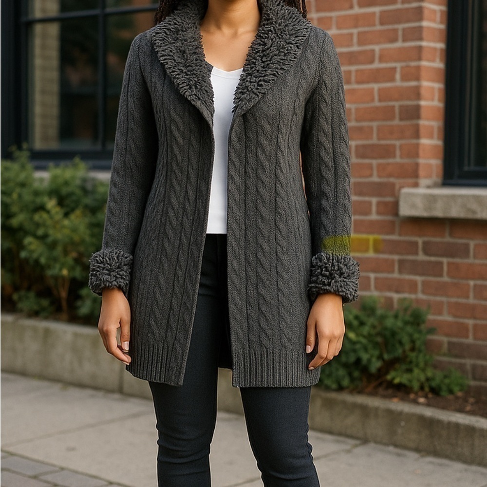 Mercer and Madison Gray Cardigan, Women’s Petite Large